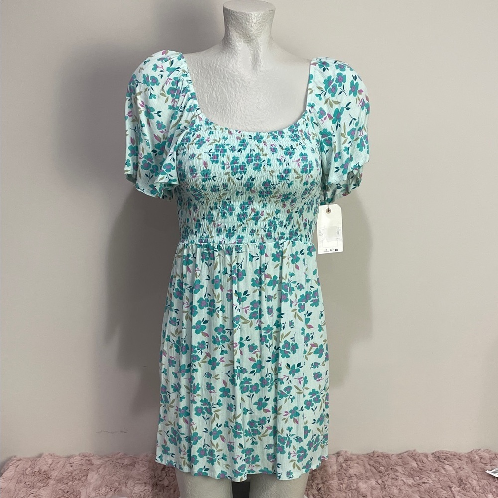 Billabong Floral Mini Dress - Green and Blue - Picture 6 of 7